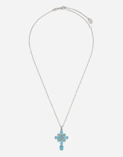 Anna charm in white gold 18kt with light blue topazes
