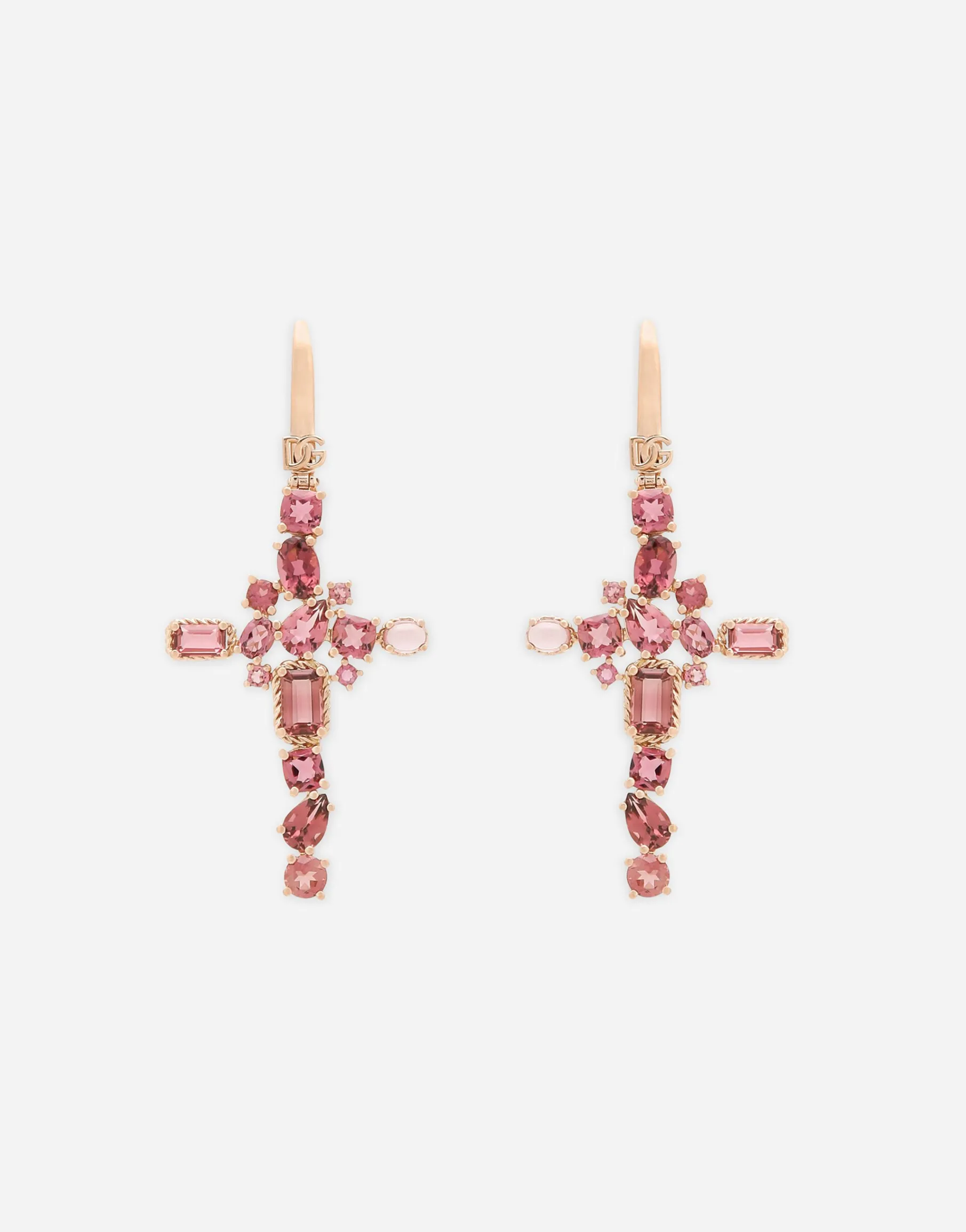 Anna earrings in red gold 18kt with pink tourmalines