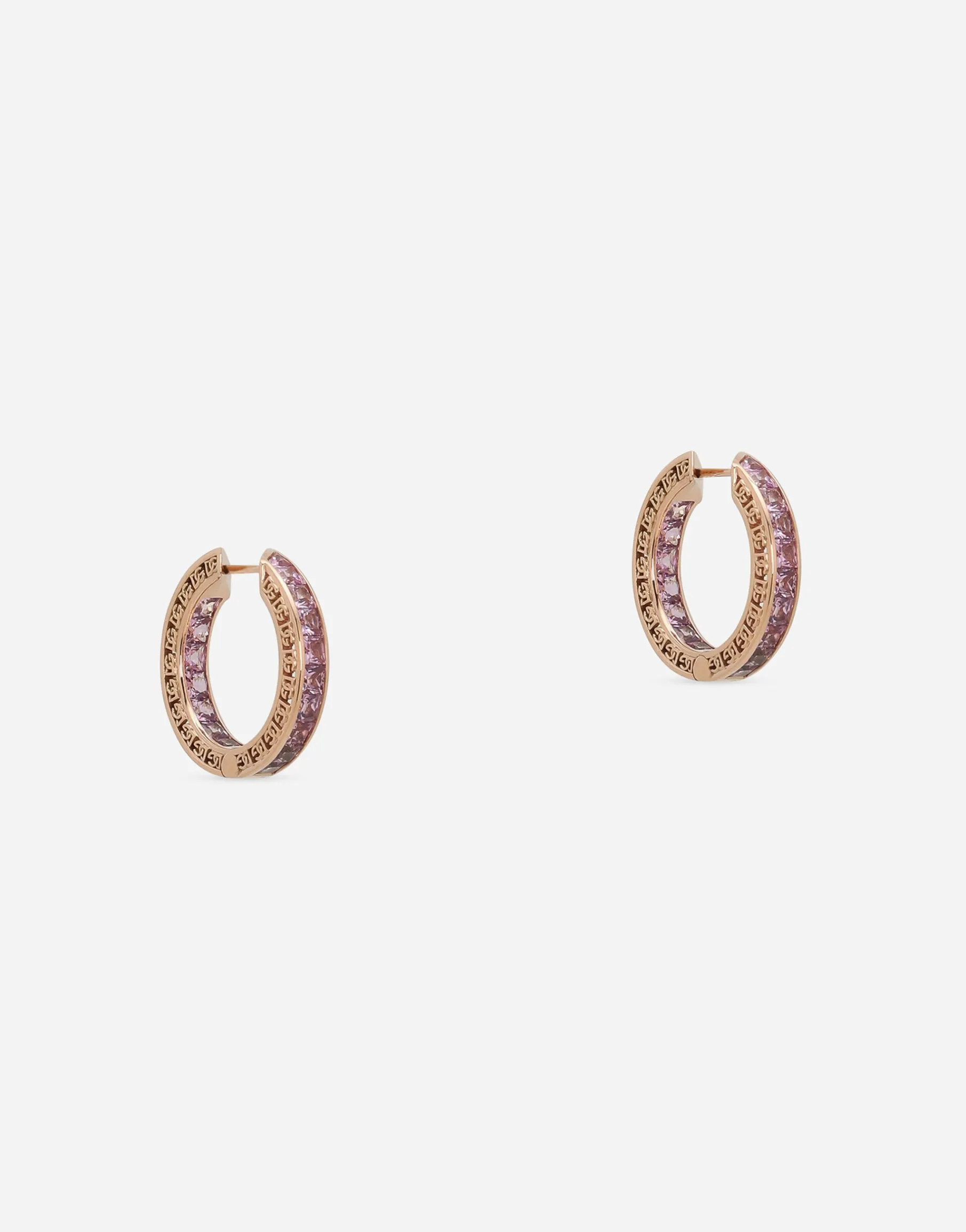 Anna earrings in red gold 18kt with pink sapphires
