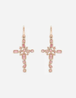 Anna earrings in red gold 18kt with pink tourmalines