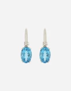 Anna earrings in white gold 18kt with light blue topazes