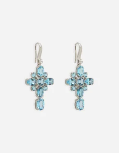 Anna earrings in white gold 18kt with light blue topazes