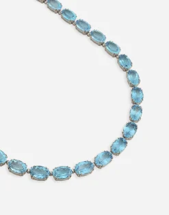Anna necklace in white gold 18kt with light blue topazes