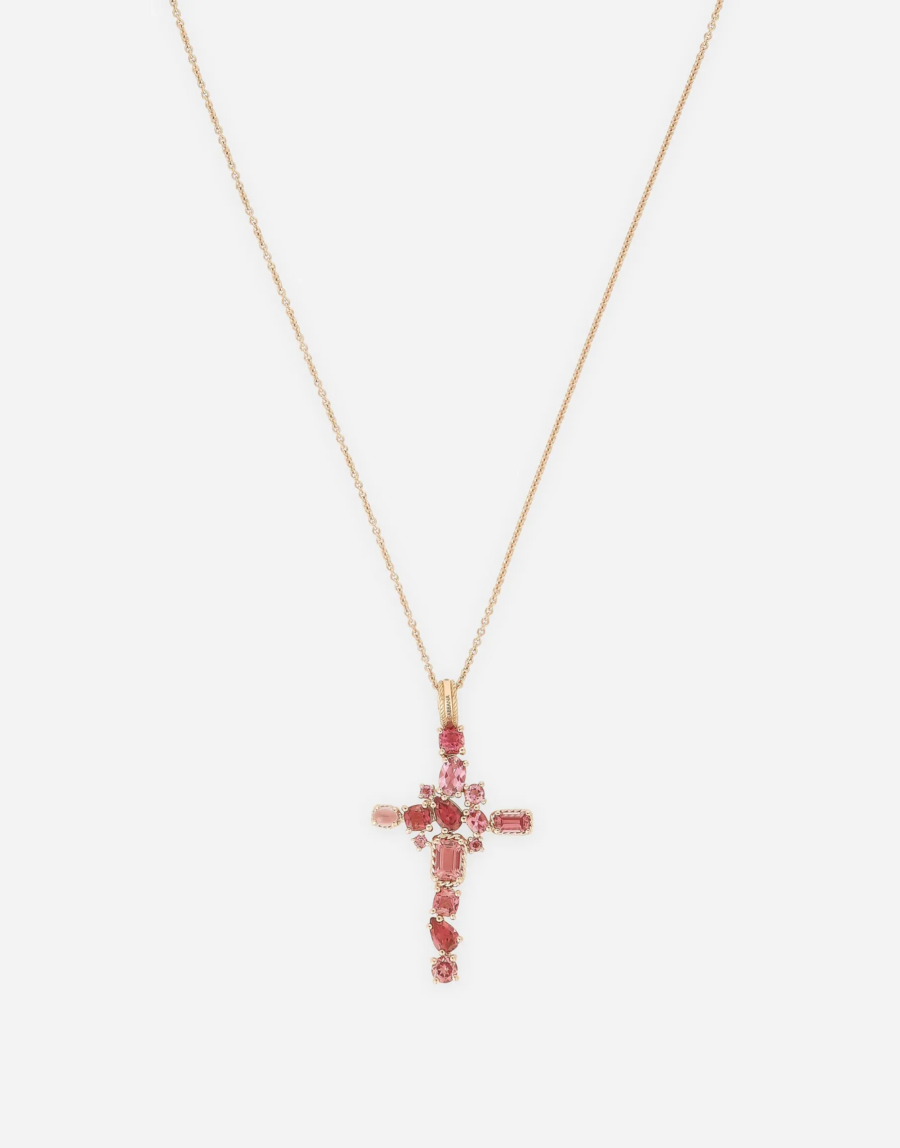 Anna pendant in red gold 18kt with pink tourmalines