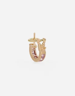 Anna single earring in red gold 18kt with pink sapphires