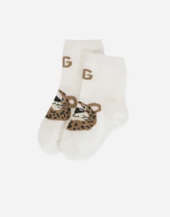 Baby leopard socks with jacquard DG logo