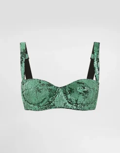 Balconette bra with micro-sequin embellishment