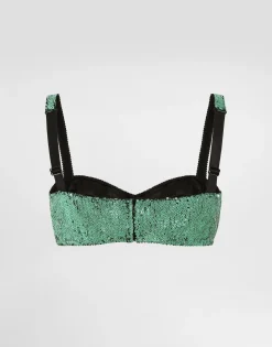 Balconette bra with micro-sequin embellishment