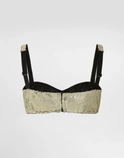 Balconette bra with micro-sequin embellishment
