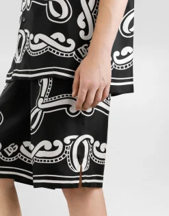 Bandanna-print silk shorts