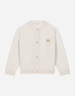 Basketweave-stitch knit cardigan
