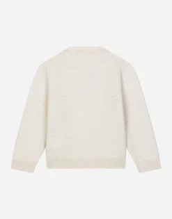 Basketweave-stitch knit cardigan