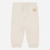 Basketweave-stitch knit pants