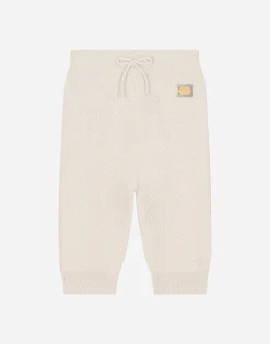 Basketweave-stitch knit pants