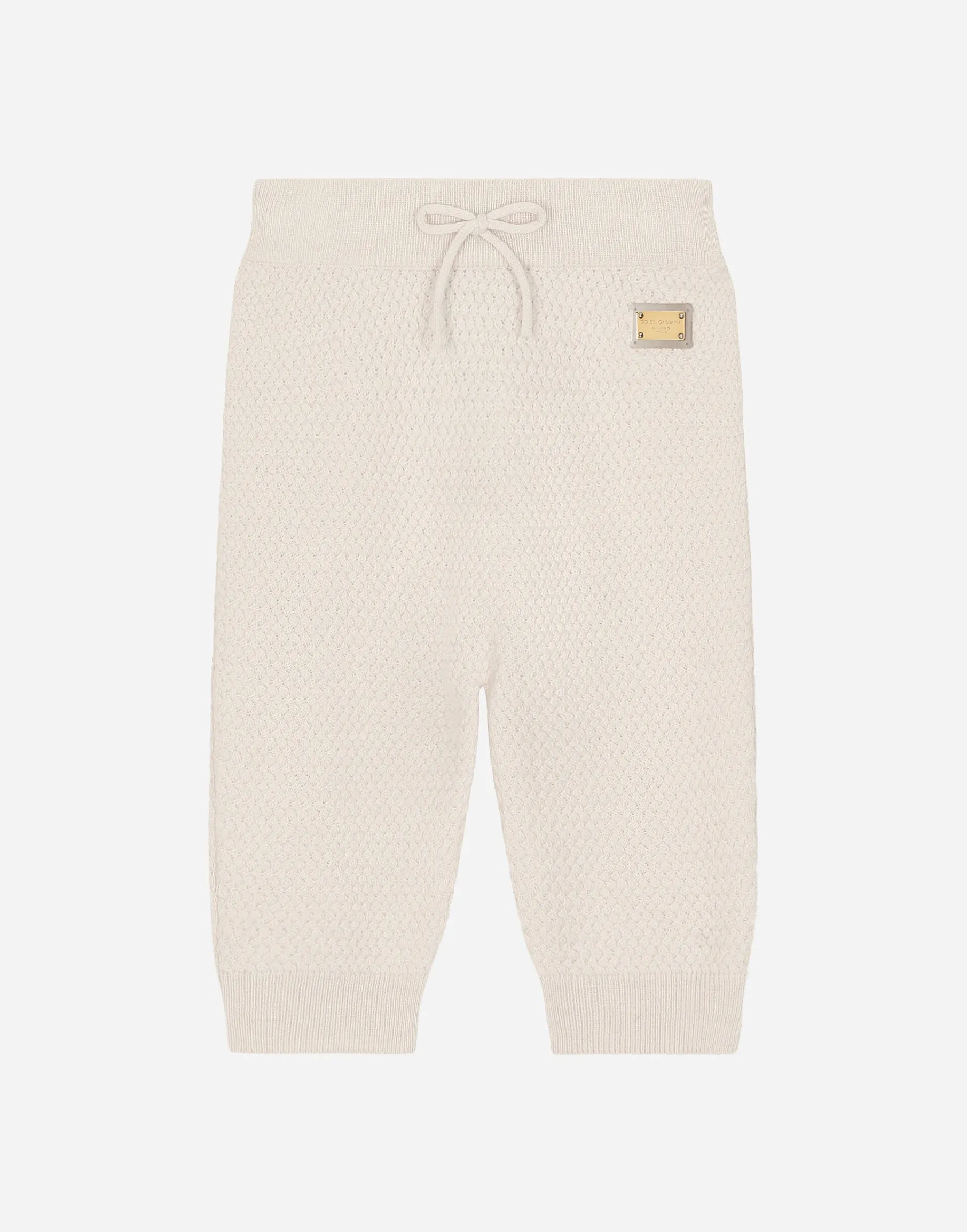 Basketweave-stitch knit pants