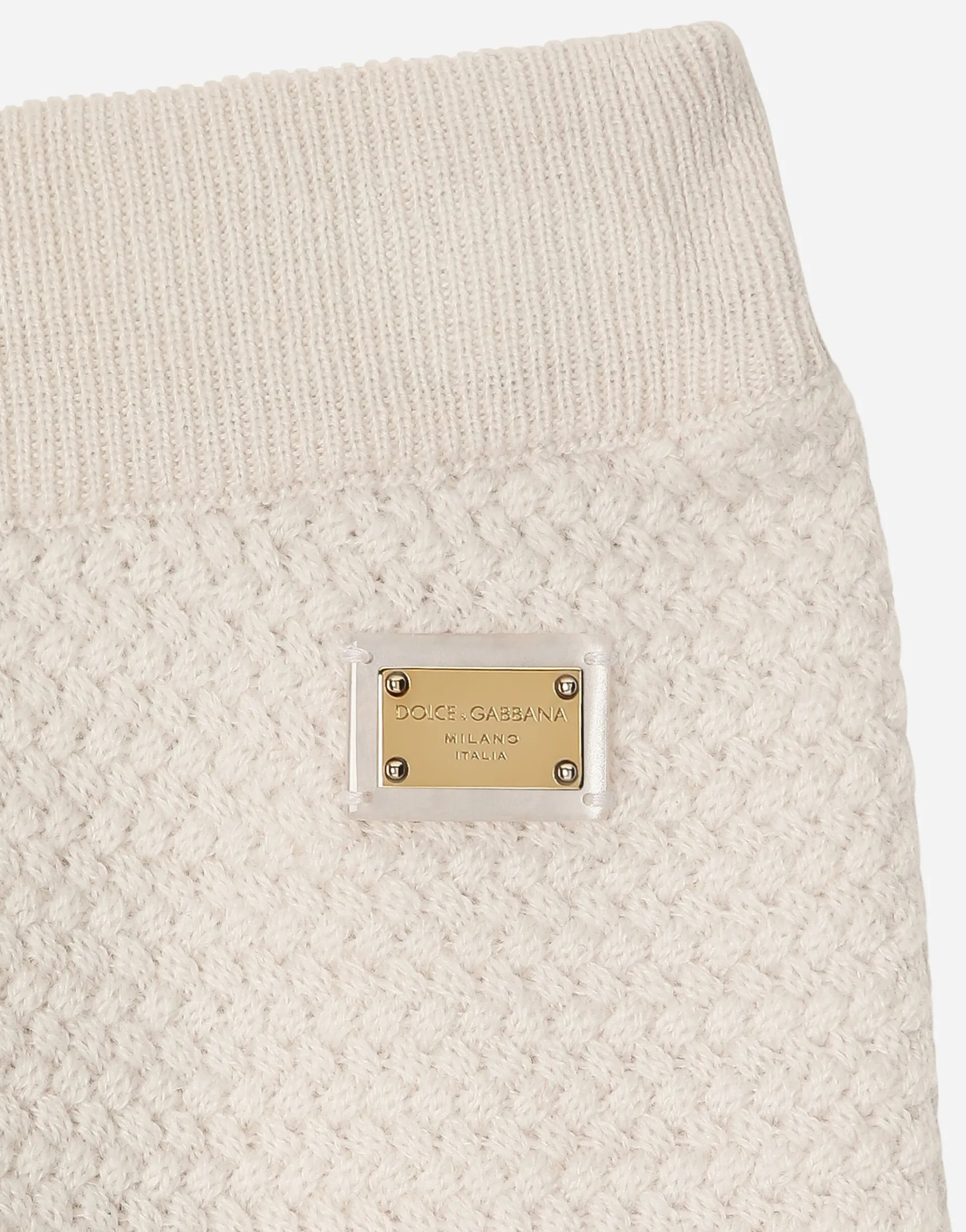 Basketweave-stitch knit pants