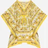 Batiste caftan with yellow majolica print