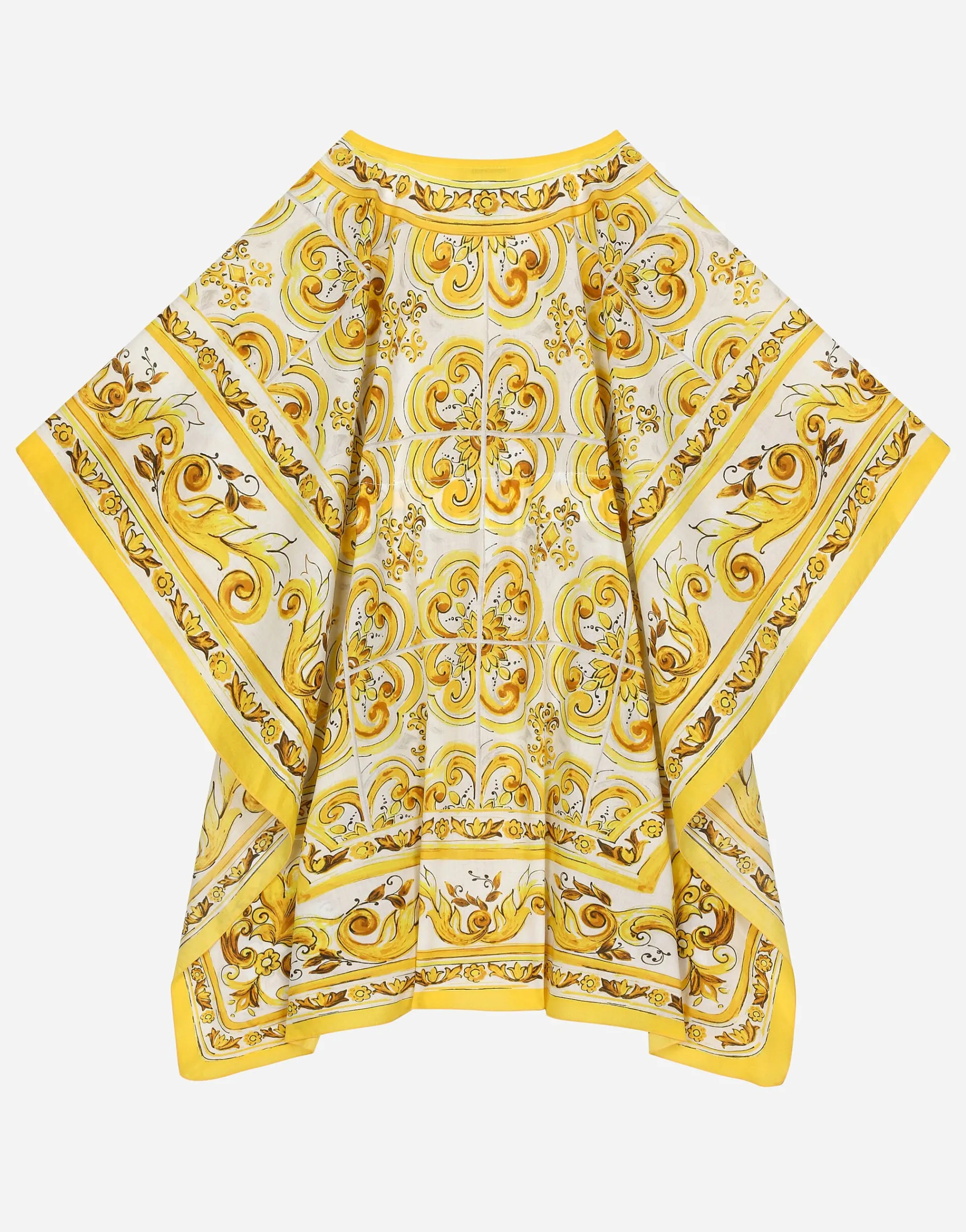 Batiste caftan with yellow majolica print