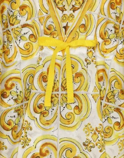 Batiste caftan with yellow majolica print