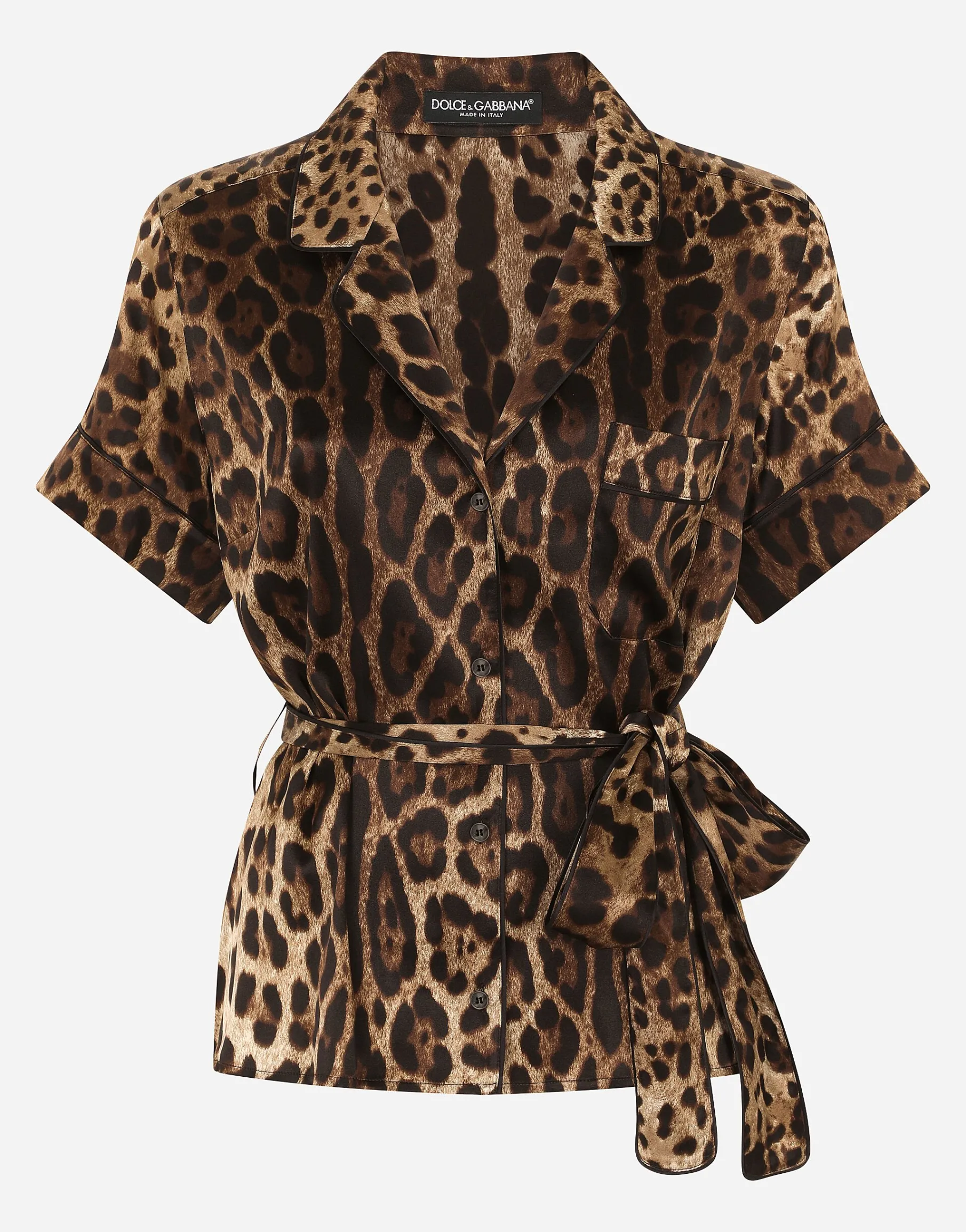 Belted silk shirt