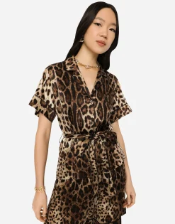 Belted silk shirt