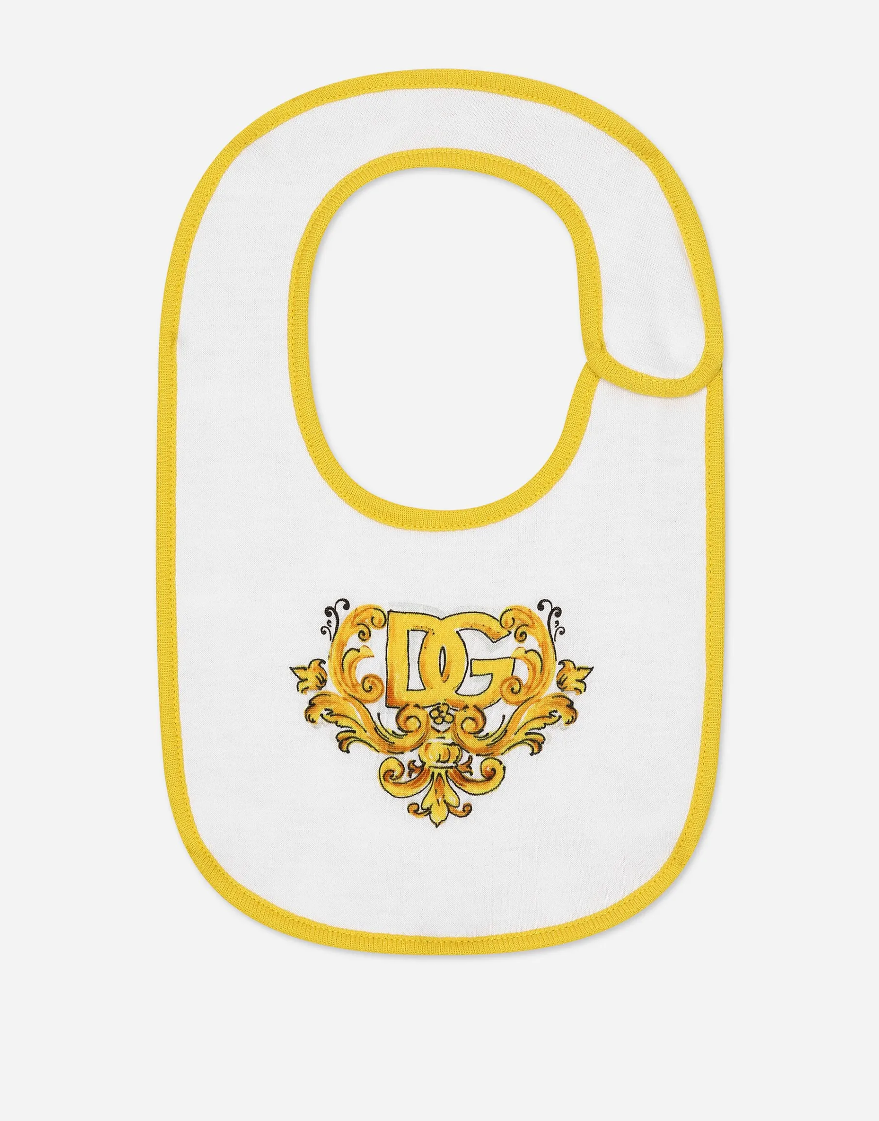 2-bib gift set in yellow majolica-print jersey