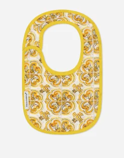 2-bib gift set in yellow majolica-print jersey