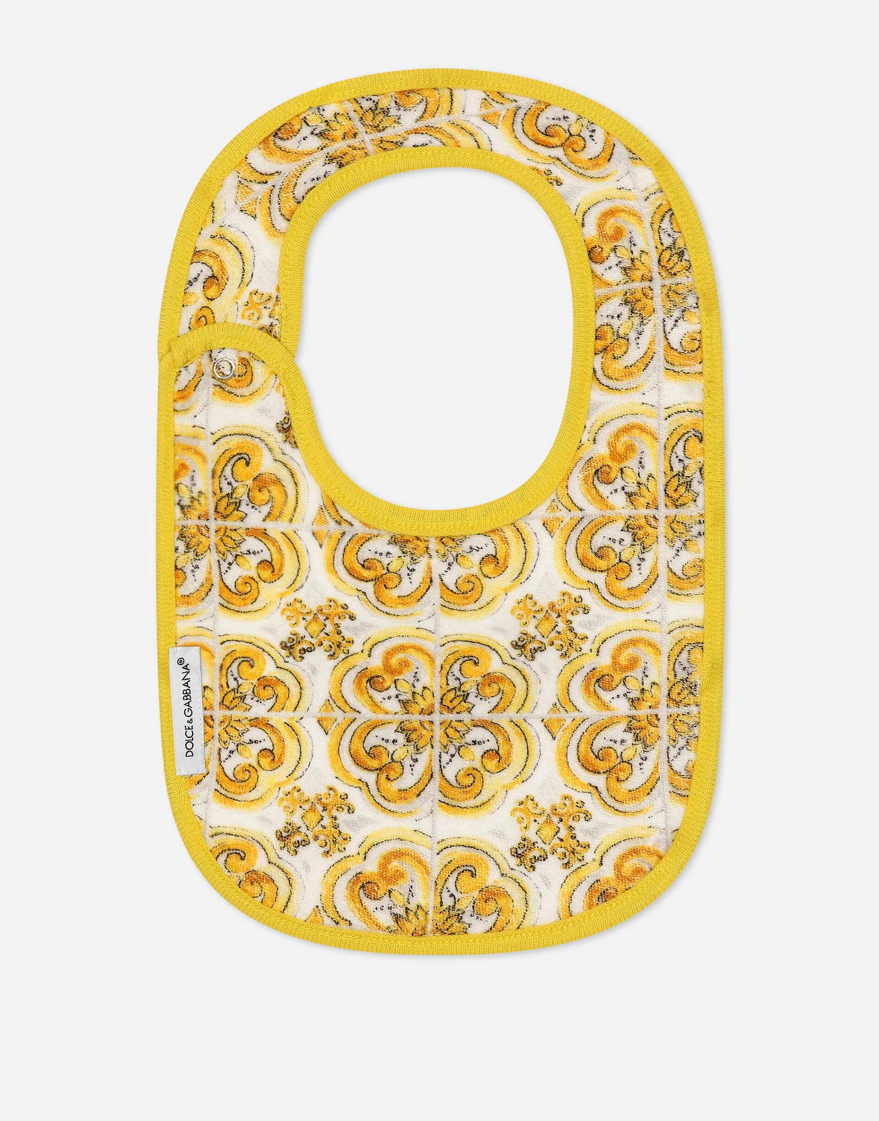 2-bib gift set in yellow majolica-print jersey