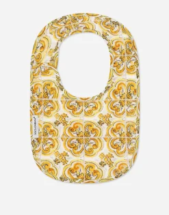 2-bib gift set in yellow majolica-print jersey