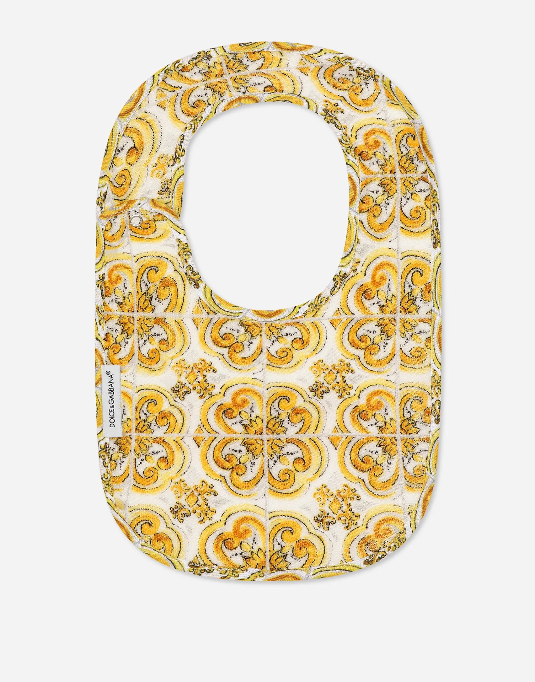 2-bib gift set in yellow majolica-print jersey
