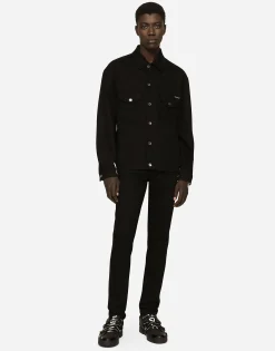 Black wash skinny stretch jeans