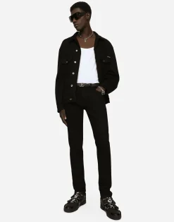 Black wash skinny stretch jeans