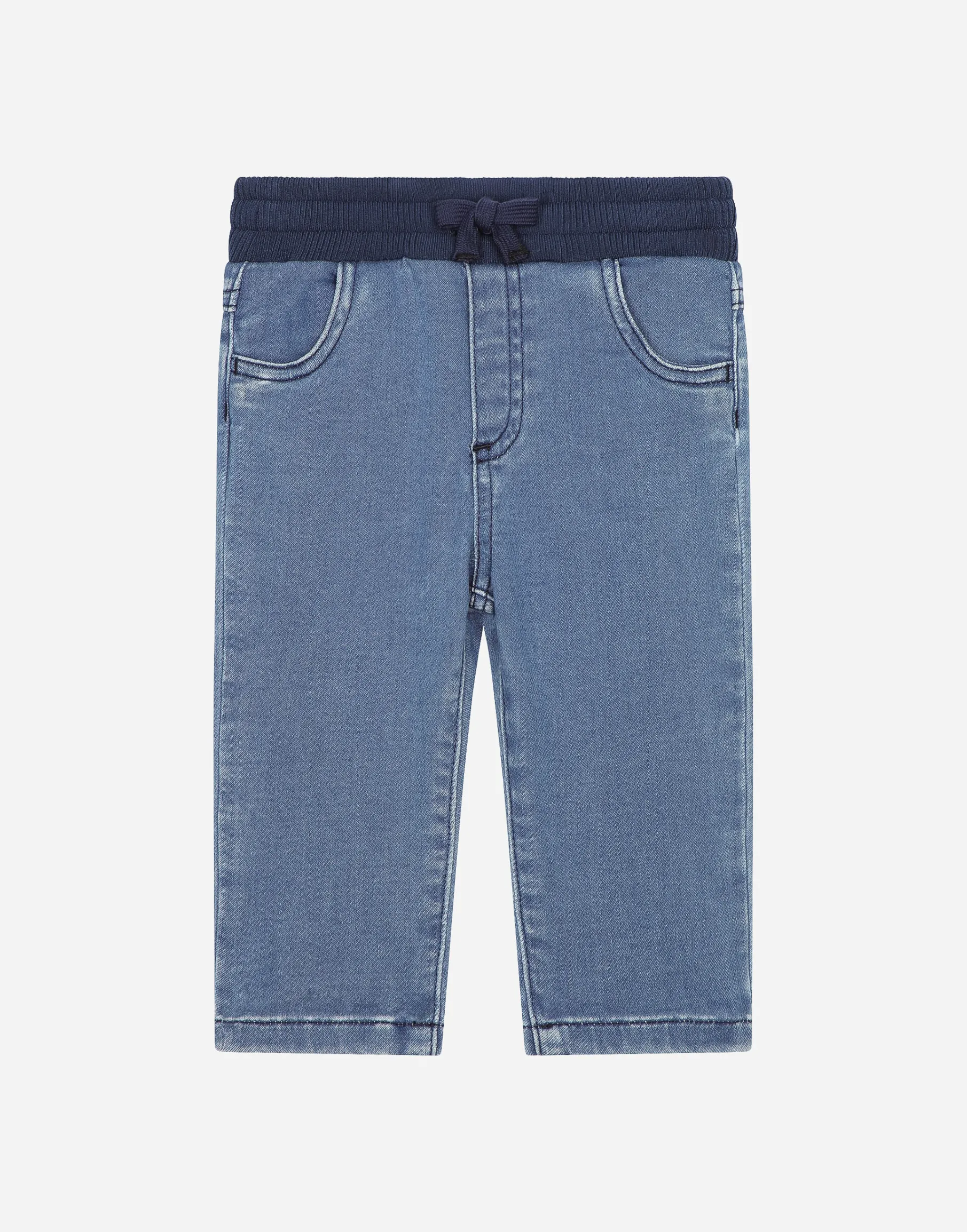 Blue stretch denim jeans with logo tag