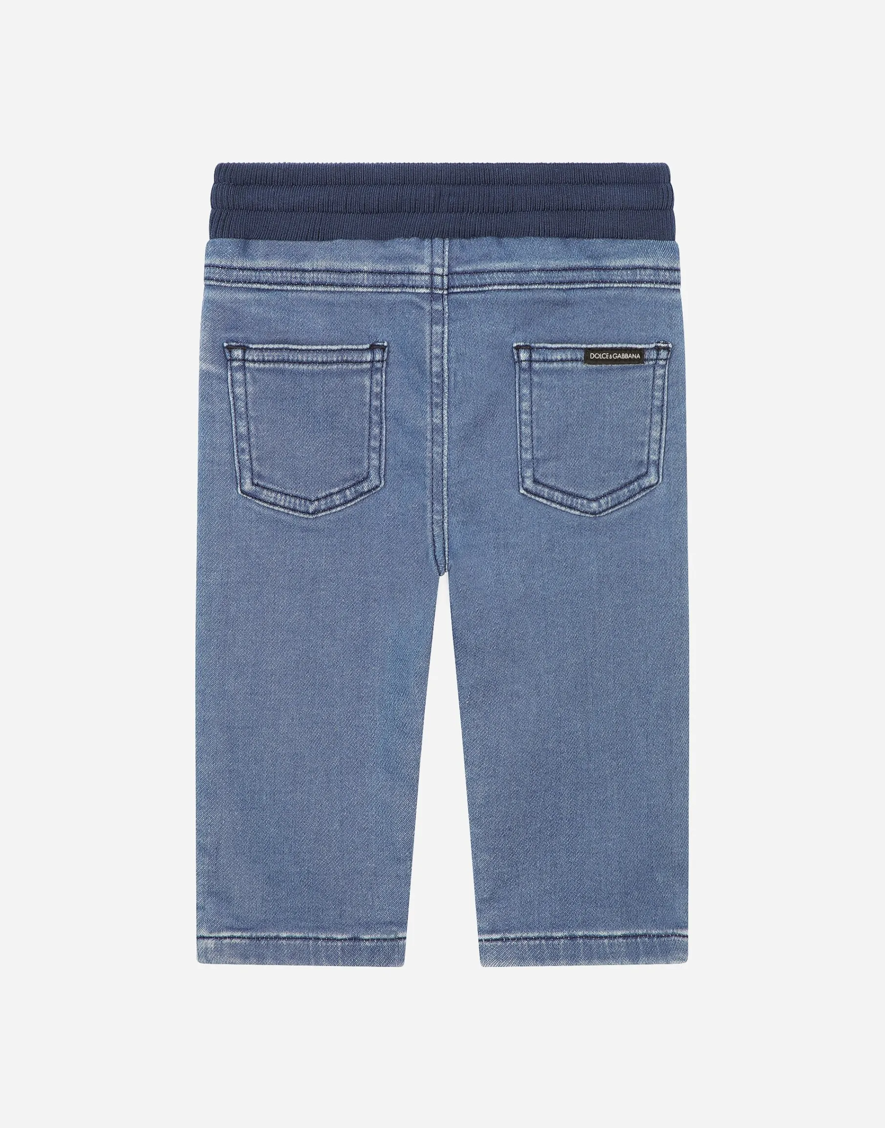 Blue stretch denim jeans with logo tag