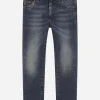 Blue wash slim-fit stretch denim jeans