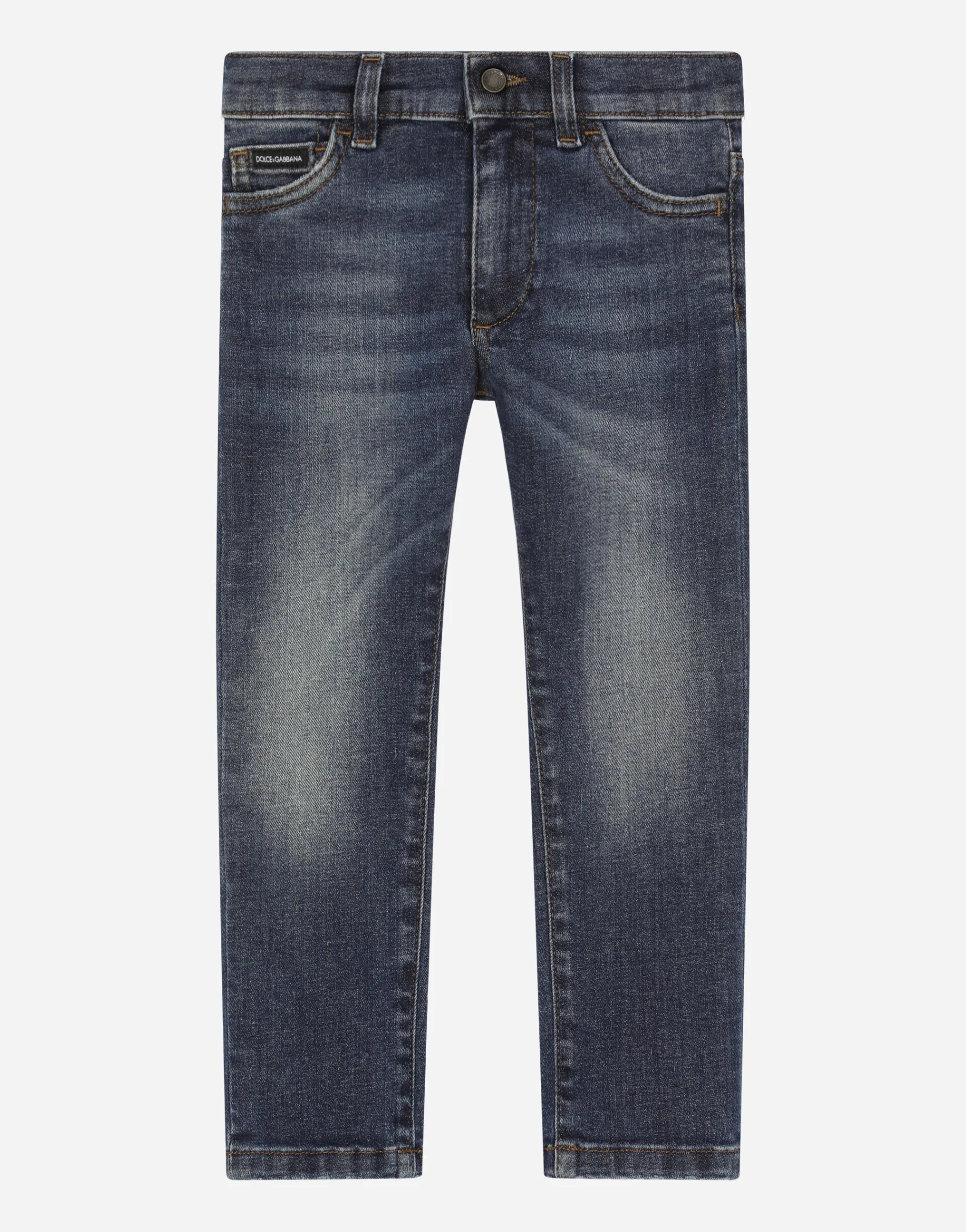 Blue wash slim-fit stretch denim jeans