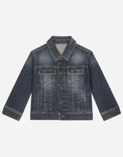 Blue wash stretch denim jacket