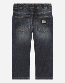Blue wash stretch denim jeans