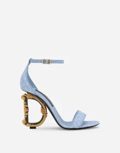 Bouclé fabric sandals with Baroque DG detail