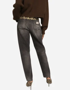 Boyfriend jeans in dark blue denim