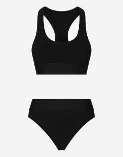 Bralette swimsuit with branded elastic