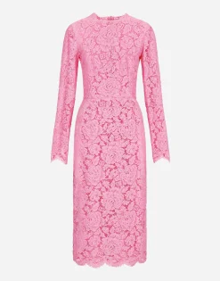 Branded floral cordonetto lace sheath dress