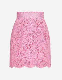 Branded floral cordonetto lace miniskirt
