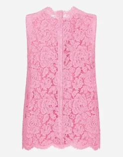 Branded floral cordonetto lace top