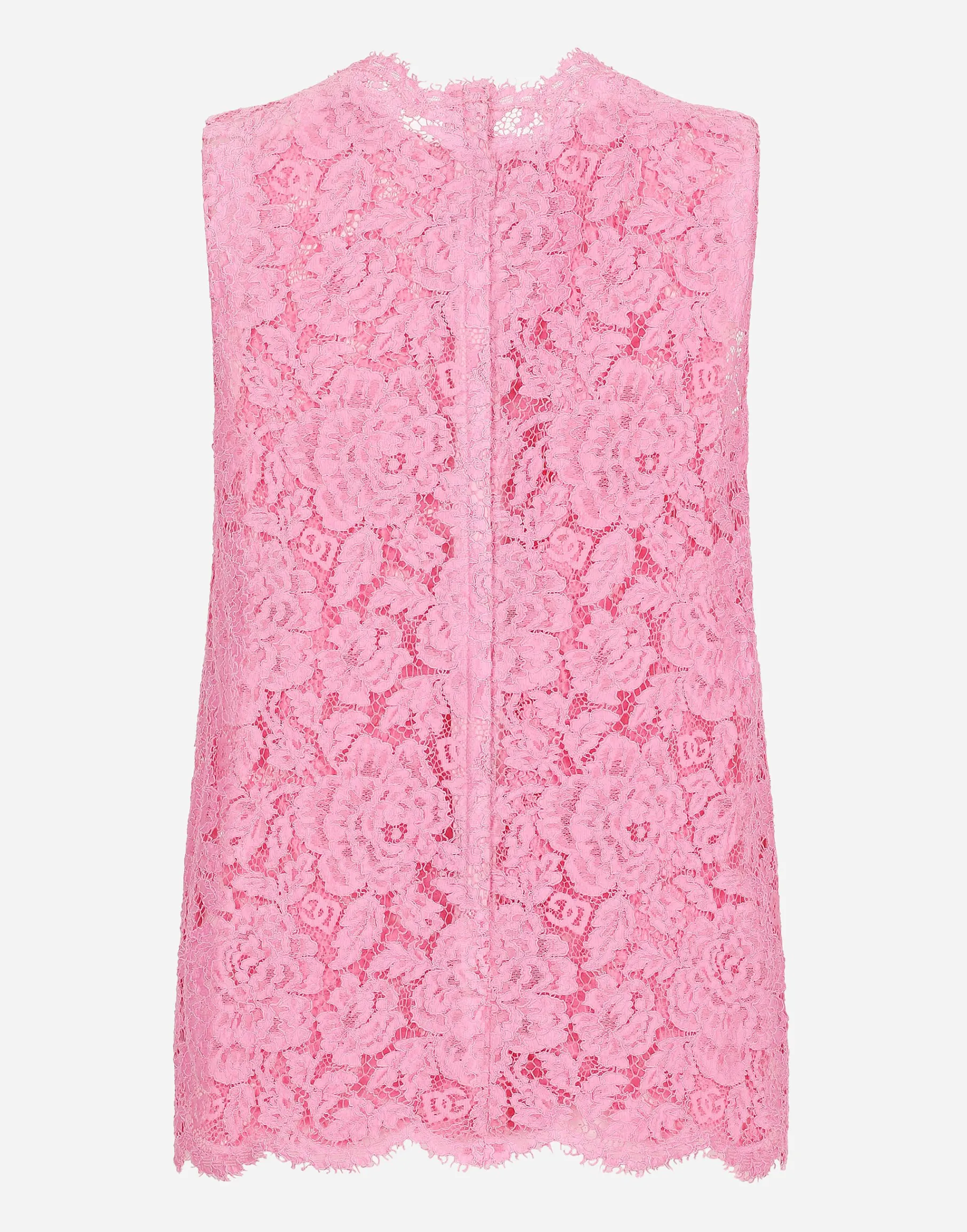 Branded floral cordonetto lace top