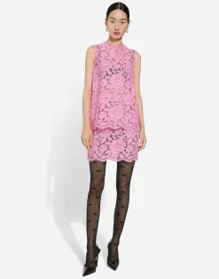 Branded floral cordonetto lace miniskirt