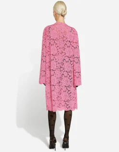 Branded floral cordonetto lace coat