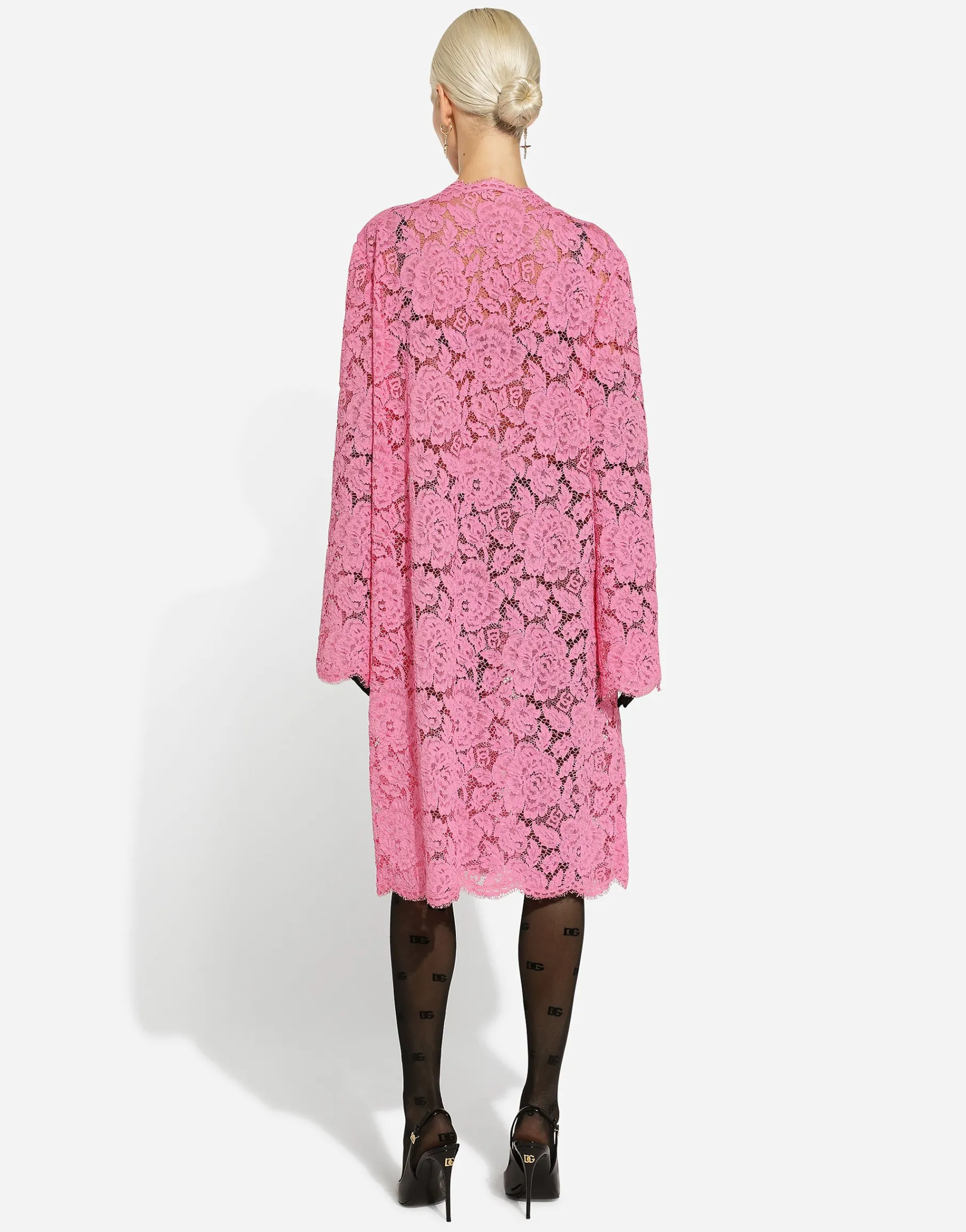 Branded floral cordonetto lace coat