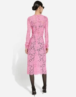 Branded floral cordonetto lace sheath dress
