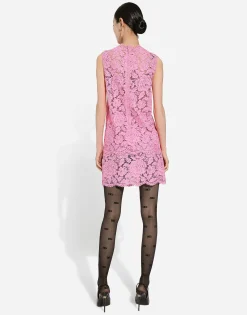 Branded floral cordonetto lace miniskirt